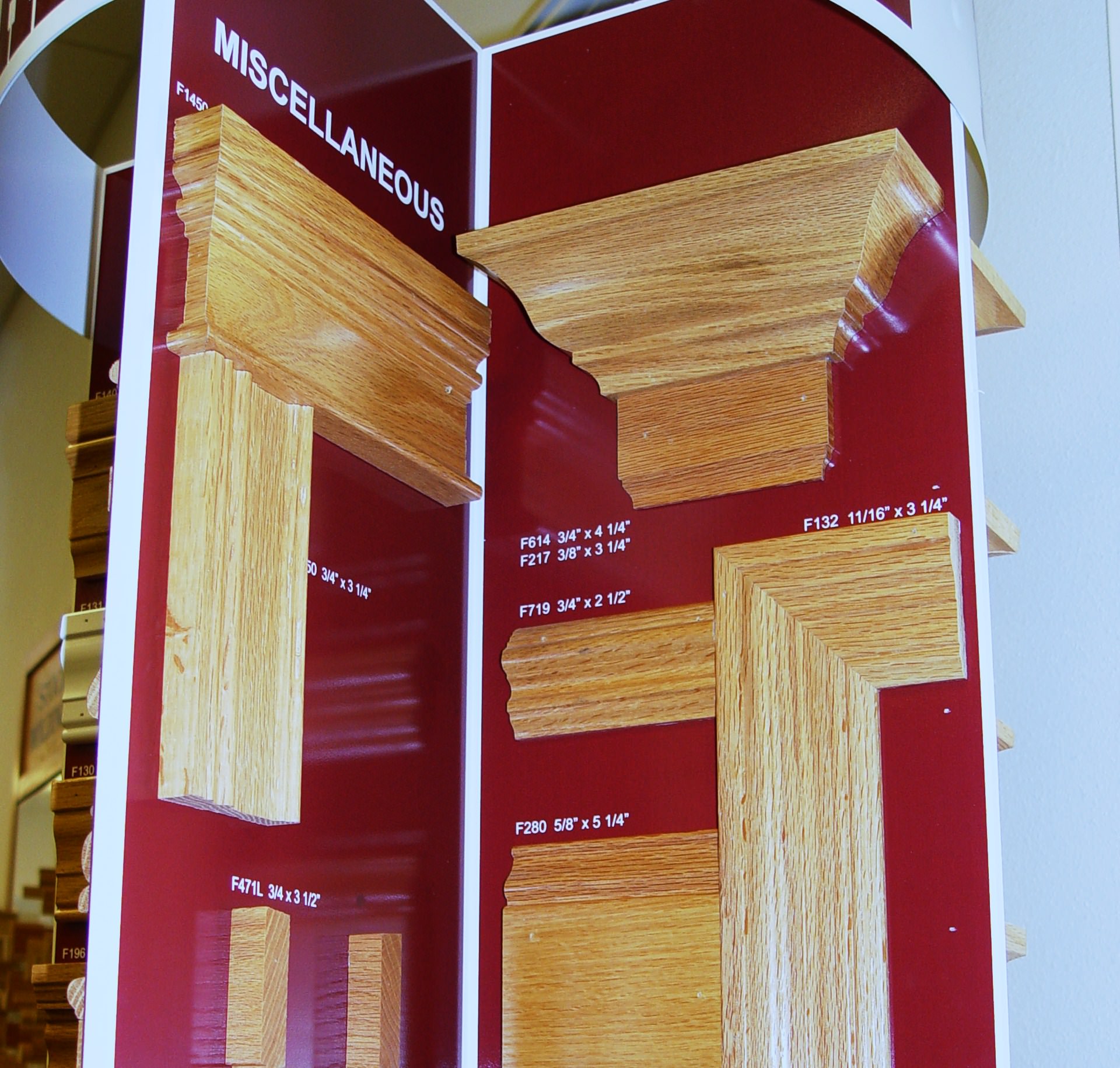 display of moulding and trim options for home